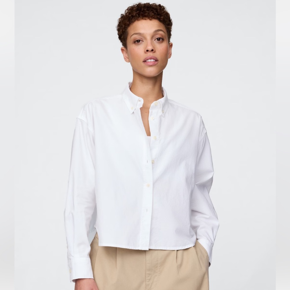 Organic Cotton Oxford Cropped Big Shirt